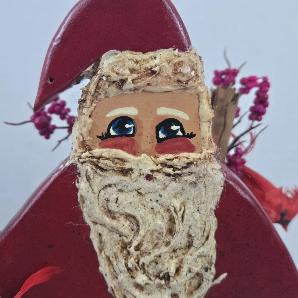 Vtg Hand Carved Painted Old World Santa Claus Woodsman Figurine 12